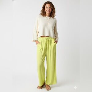 Maison d'Amélie Paris Wide Leg Palazzo Pants - Size M Bright Yellow